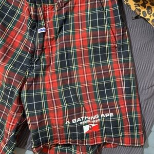 Men’s bape plaid Shorts size Large